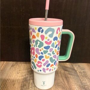 Colorful Leopard Print Tumbler with Straw